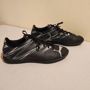 PUMA Men's Sz 8 Attacanto TT Turf Soccer Shoes Cleats Black Silver Futbol Shoes